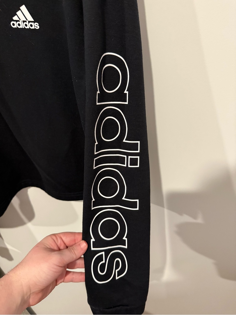 adidas Black Quarter Zip Sweatshirt with White Logo - Picture 3 of 4